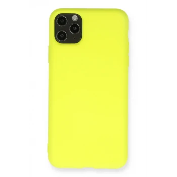 Newface Apple iPhone 11 Pro Max Kılıf Nano içi Kadife Silikon - Sarı