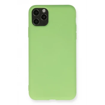 Newface Apple iPhone 11 Pro Max Kılıf Nano içi Kadife Silikon - Yeşil