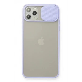 Newface Apple iPhone 11 Pro Max Kılıf Palm Buzlu Kamera Sürgülü Silikon - Lila