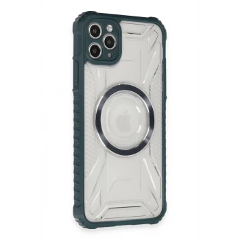 Newface Apple iPhone 11 Pro Max Kılıf Prag Magneticsafe Kapak - Koyu Yeşil
