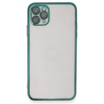 Newface Apple iPhone 11 Pro Max Kılıf Razer Lensli Silikon - Yeşil