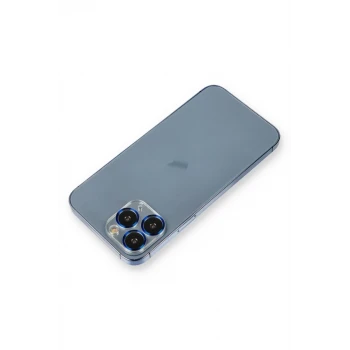 Newface Apple iPhone 11 Pro Max Metal Kamera Lens Koruma Cam - Mavi