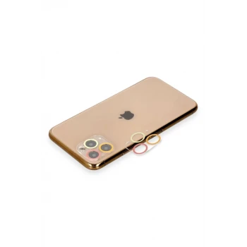 Newface Apple iPhone 11 Pro Max Renkli Kamera Lens Koruma Cam - Turuncu-Kırmızı