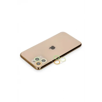 Newface Apple iPhone 11 Pro Renkli Kamera Lens Koruma Cam - Sarı-Turuncu