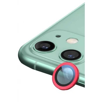 Newface Apple iPhone 11 Raze Metal Kamera Lens - Kırmızı