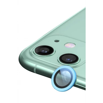 Newface Apple iPhone 11 Raze Metal Kamera Lens - Mavi