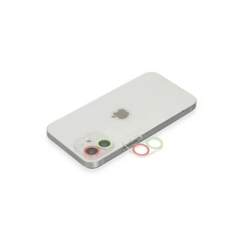 Newface Apple iPhone 11 Renkli Kamera Lens Koruma Cam - Yeşil-Pembe