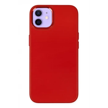 Newface Apple iPhone 12 Kılıf Asya Deri Silikon - Kırmızı
