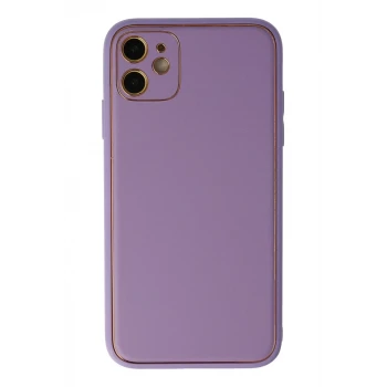Newface Apple iPhone 12 Kılıf Coco Deri Silikon Kapak - Lila