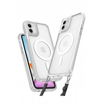 Newface Apple iPhone 12 Kılıf Enka Magsafe Silikon Kılıf - Şeffaf