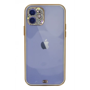 Newface Apple iPhone 12 Kılıf Liva Taşlı Silikon - Beyaz