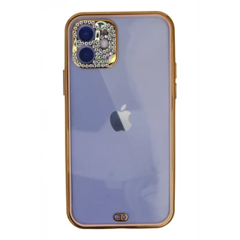 Newface Apple iPhone 12 Kılıf Liva Taşlı Silikon - Pembe