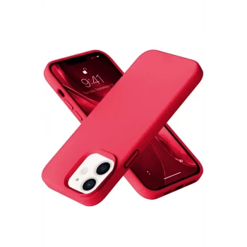 Newface Apple iPhone 12 Kılıf Nano içi Kadife Silikon - Kırmızı