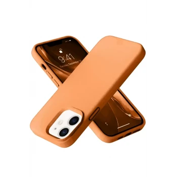 Newface Apple iPhone 12 Kılıf Nano içi Kadife Silikon - Turuncu