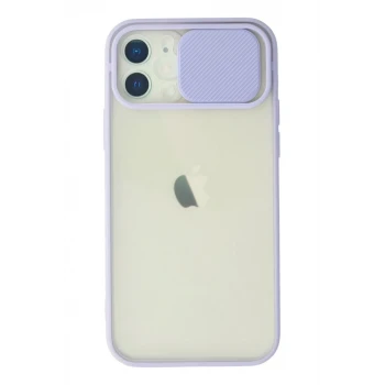 Newface Apple iPhone 12 Kılıf Palm Buzlu Kamera Sürgülü Silikon - Lila