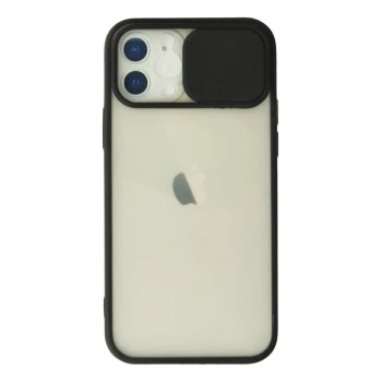 Newface Apple iPhone 12 Kılıf Palm Buzlu Kamera Sürgülü Silikon - Siyah