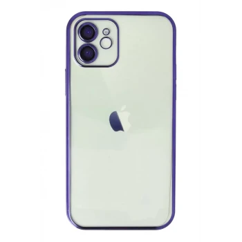 Newface Apple iPhone 12 Kılıf Razer Lensli Silikon - Mor
