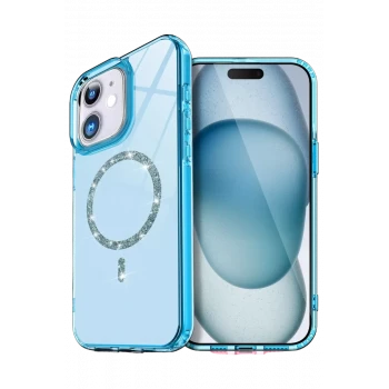 Newface Apple iPhone 12 Live Diamond Magsafe Kapak - Mavi