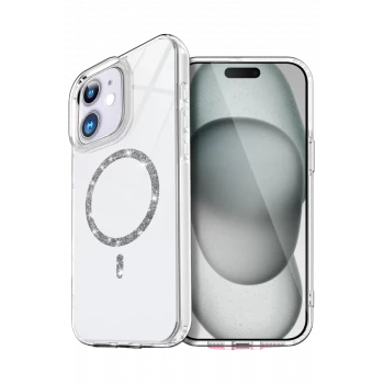 Newface Apple iPhone 12 Live Diamond Magsafe Kapak - Şeffaf