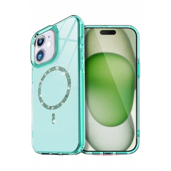 Newface Apple iPhone 12 Live Diamond Magsafe Kapak - Yeşil