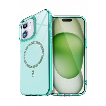 Newface Apple iPhone 12 Live Diamond Magsafe Kapak - Yeşil