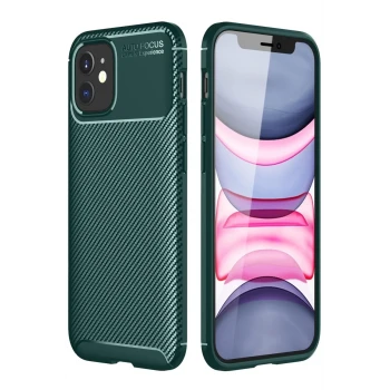 Newface Apple iPhone 12 Mini Kılıf Auto Focus Karbon Kapak - Yeşil