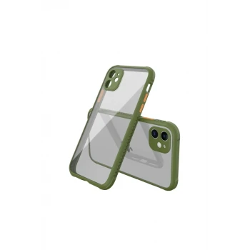 Newface Apple iPhone 12 Mini Kılıf Miami Şeffaf Silikon - Koyu Yeşil