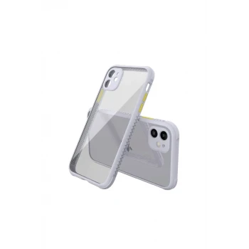 Newface Apple iPhone 12 Mini Kılıf Miami Şeffaf Silikon - Lila