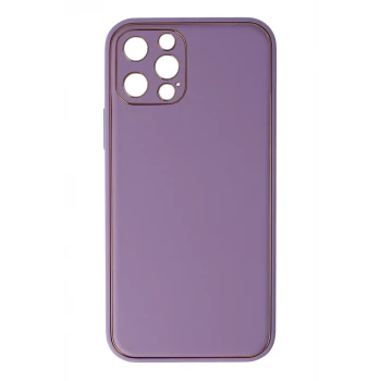Newface Apple iPhone 12 Pro Kılıf Coco Deri Silikon Kapak - Lila