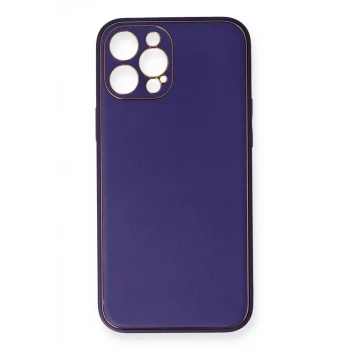 Newface Apple iPhone 12 Pro Kılıf Coco Deri Silikon Kapak - Mor