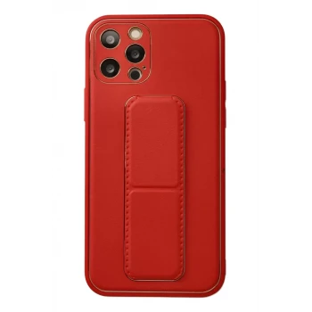 Newface Apple iPhone 12 Pro Kılıf Coco Deri Standlı Kapak - Kırmızı