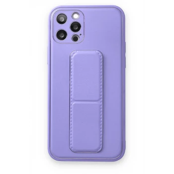 Newface Apple iPhone 12 Pro Kılıf Coco Deri Standlı Kapak - Koyu Lila
