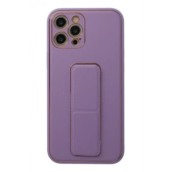 Newface Apple iPhone 12 Pro Kılıf Coco Deri Standlı Kapak - Lila