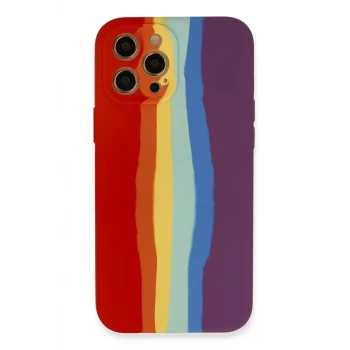 Newface Apple iPhone 12 Pro Kılıf Ebruli Lansman Silikon - Kırmızı-Mor