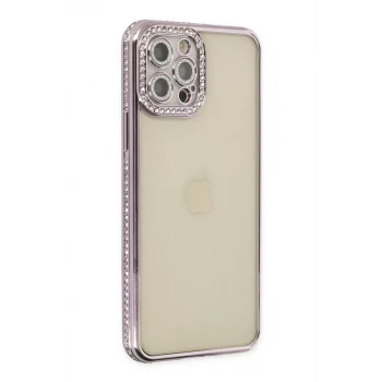 Newface Apple iPhone 12 Pro Kılıf Joke Taşlı Silikon - Mor