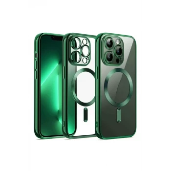 Newface Apple iPhone 12 Pro Kılıf Kross Magneticsafe Kapak - Koyu Yeşil