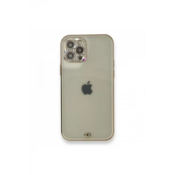 Newface Apple iPhone 12 Pro Kılıf Liva Taşlı Silikon - Beyaz
