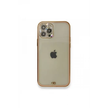 Newface Apple iPhone 12 Pro Kılıf Liva Taşlı Silikon - Pembe