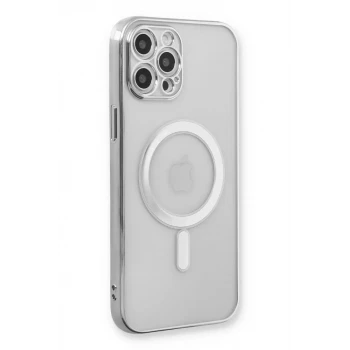 Newface Apple iPhone 12 Pro Kılıf Magneticsafe Lazer Silikon - Gümüş