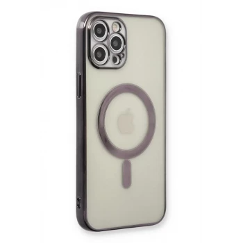 Newface Apple iPhone 12 Pro Kılıf Magneticsafe Lazer Silikon - Siyah