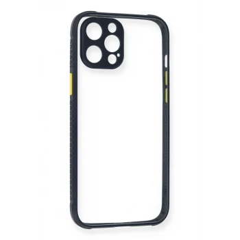 Newface Apple iPhone 12 Pro Kılıf Miami Şeffaf Silikon - Lacivert
