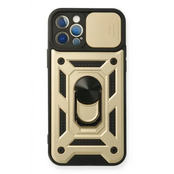 Newface Apple iPhone 12 Pro Kılıf Pars Lens Yüzüklü Silikon - Gold