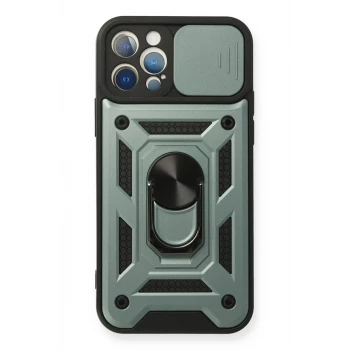 Newface Apple iPhone 12 Pro Kılıf Pars Lens Yüzüklü Silikon - Yeşil