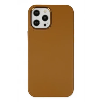 Newface Apple iPhone 12 Pro Max Kılıf Asya Deri Silikon - Kahverengi