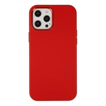 Newface Apple iPhone 12 Pro Max Kılıf Asya Deri Silikon - Kırmızı