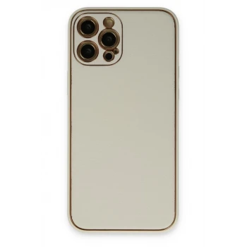 Newface Apple iPhone 12 Pro Max Kılıf Coco Deri Silikon Kapak - Beyaz