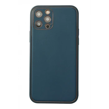 Newface Apple iPhone 12 Pro Max Kılıf Coco Deri Silikon Kapak - Mavi