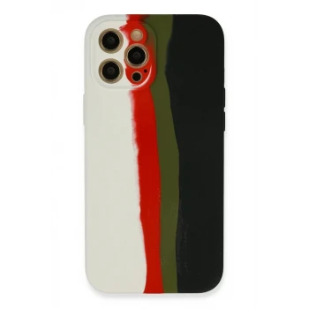 Newface Apple iPhone 12 Pro Max Kılıf Ebruli Lansman Silikon - Beyaz-Siyah