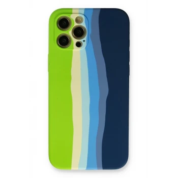 Newface Apple iPhone 12 Pro Max Kılıf Ebruli Lansman Silikon - Yeşil-Koyu Yeşil