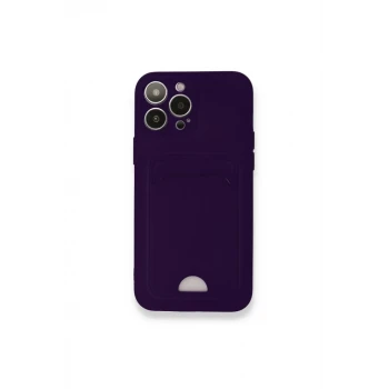 Newface Apple iPhone 12 Pro Max Kılıf Kelvin Kartvizitli Silikon - Derin Mor